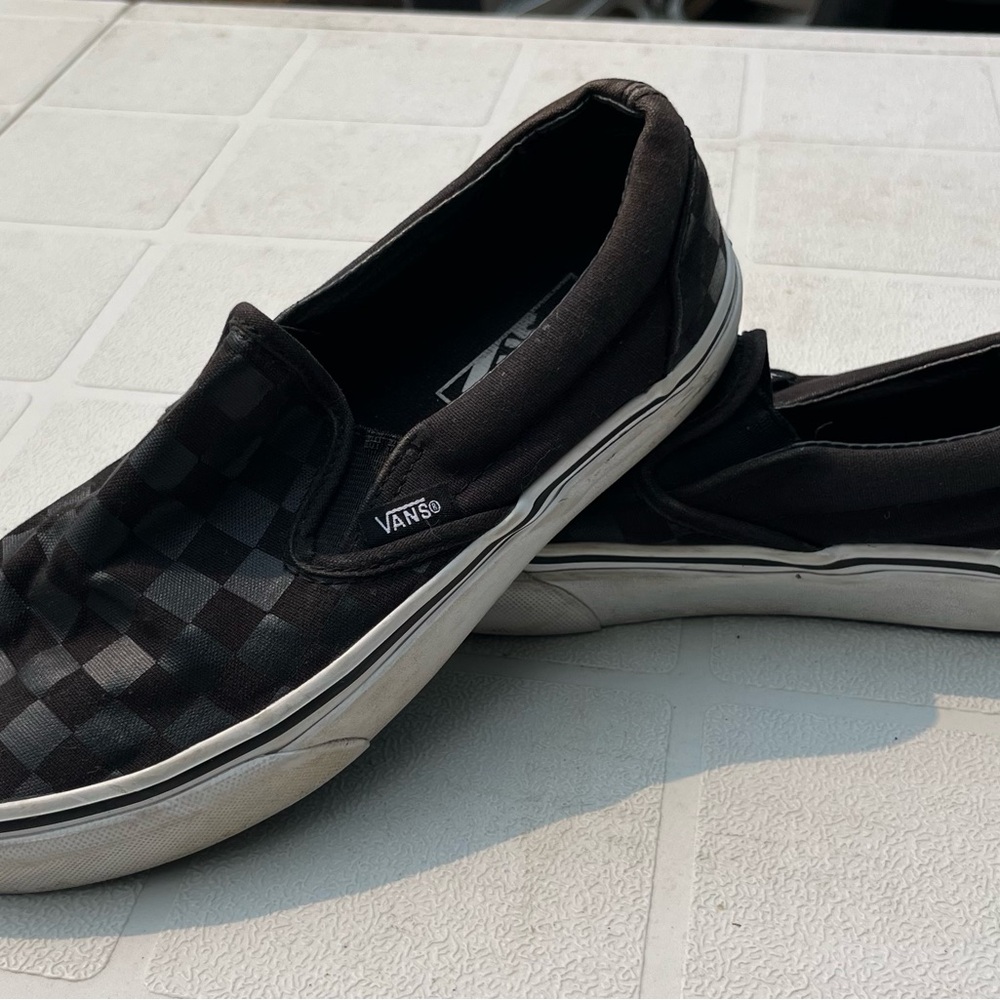 Vans Women’s  Classic Checkerboard Black Slip-On Shoes